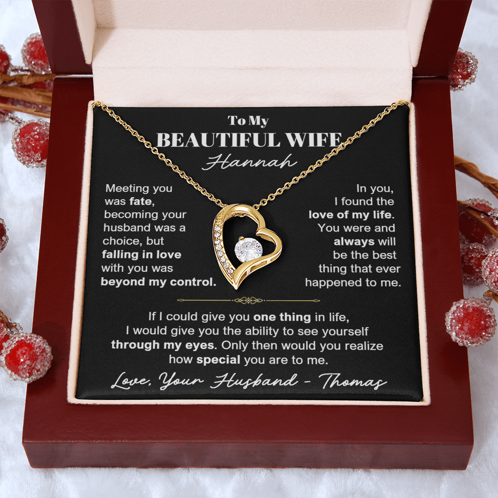 To My Wife - Love Heart Necklace - Personalizable Gift Set from Husband