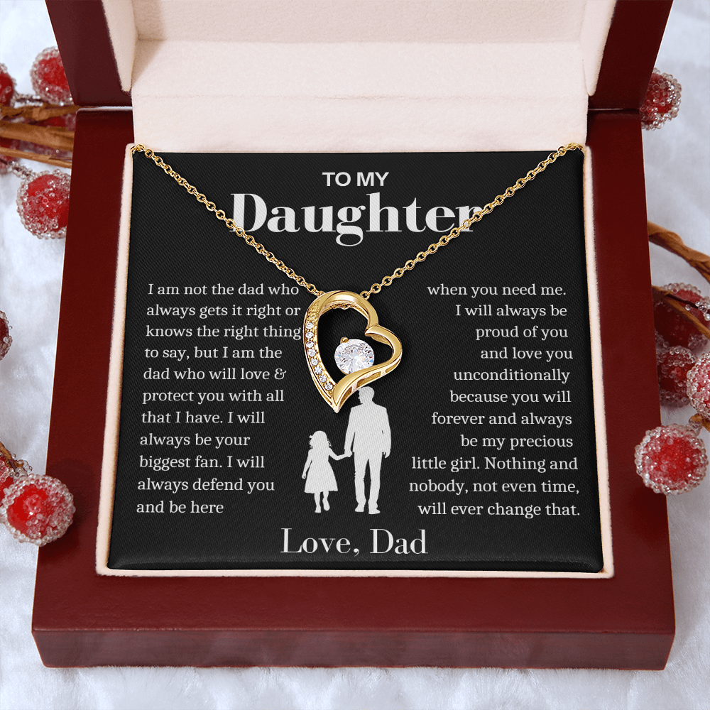 To My Daughter - Love Heart Necklace - Always My Precious Little Girl Gift