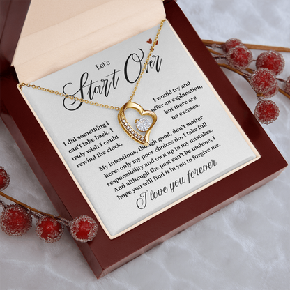 To My Love - Love Heart Necklace - Let's Start Over Message Card Gift