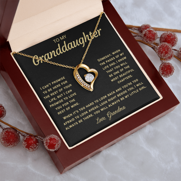 To My Granddaughter Necklace from Dad - Love Heart Necklace - Message Card Jewelry Gift