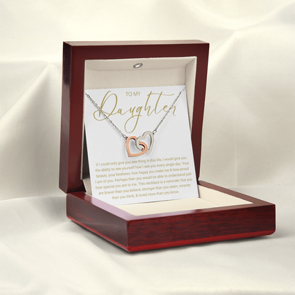 To My Daughter - Linked Hearts Necklace - Love You Forever Message Card Gift