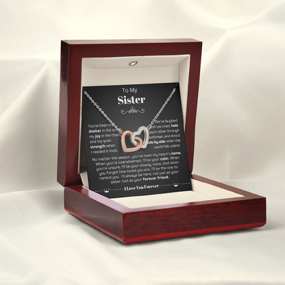 To My Sister - Linked Heart Necklace - Forever Friend Gift