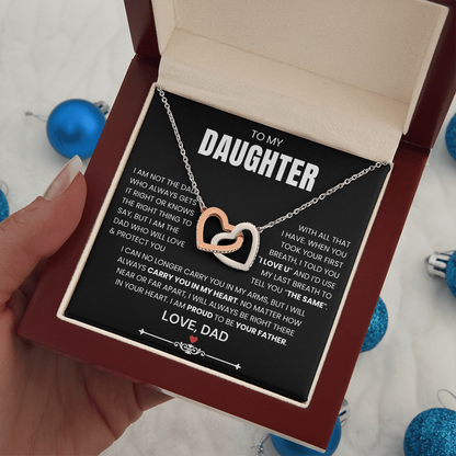 To My Daughter - Linked Hearts Necklace - Proud to Be Your Dad Message Card Gift