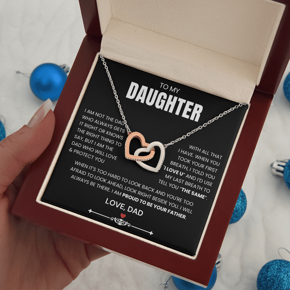 To My Daughter - Linked Hearts Necklace - Proud to Be Your Father Message Card Gift