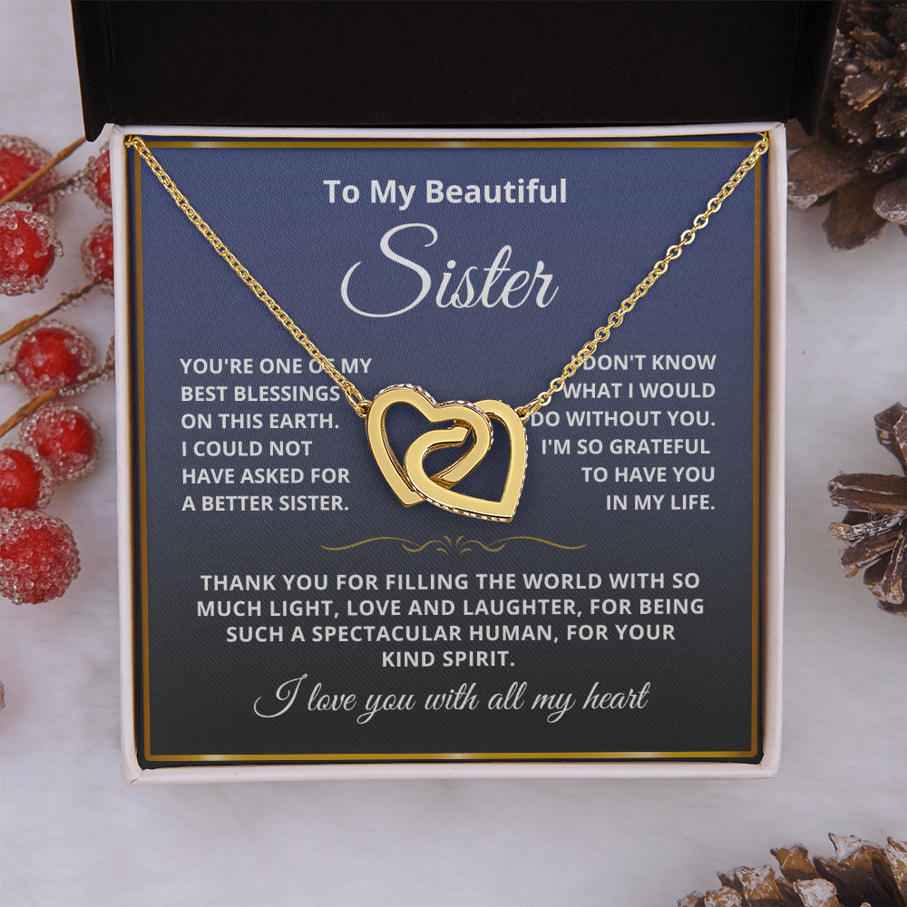 To My Sister - Linked Heart Necklace - Love You With All My Heart Gift
