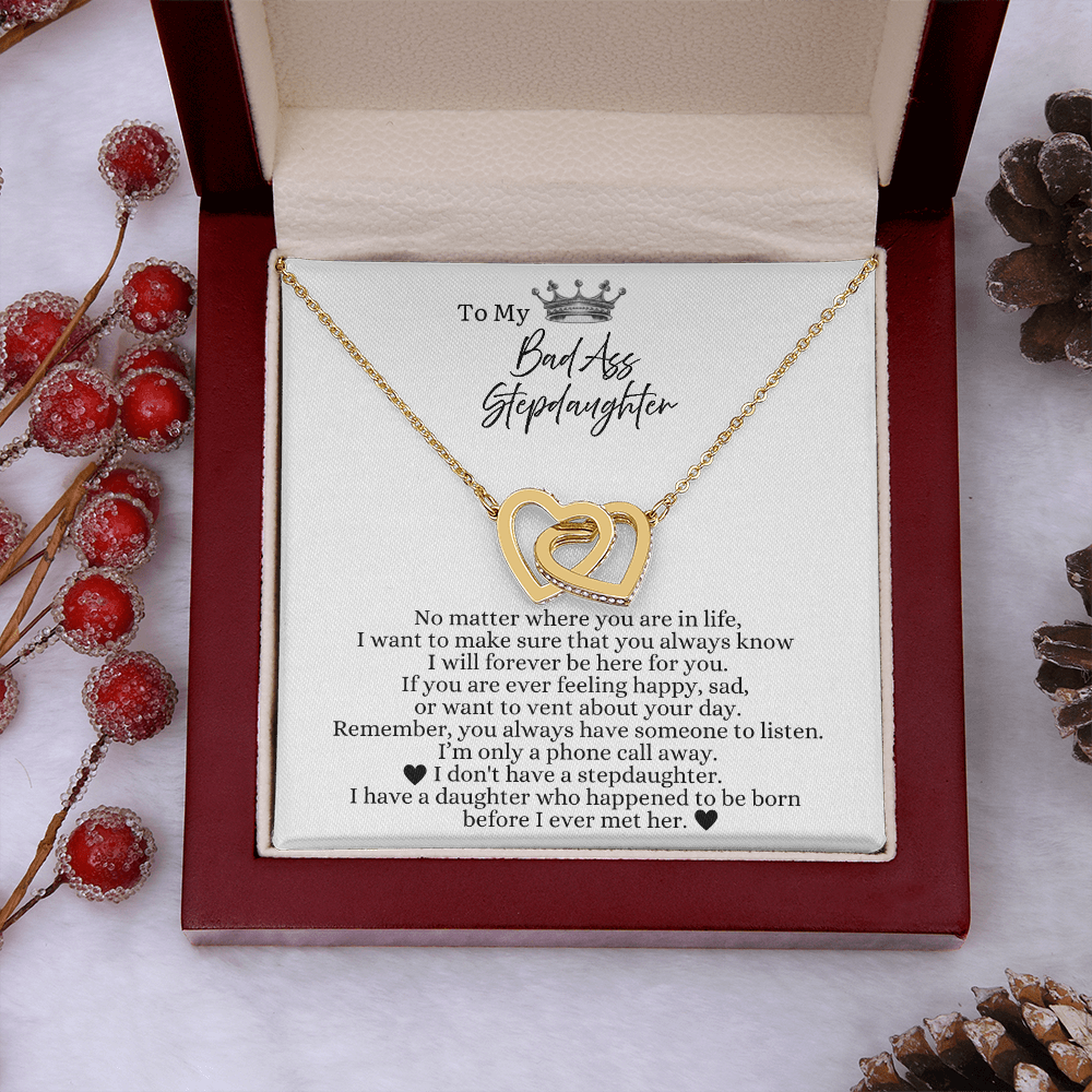 To My Bad Ass Stepdaughter - Linked Heart Necklace - I Will Always Be Here For You Gift
