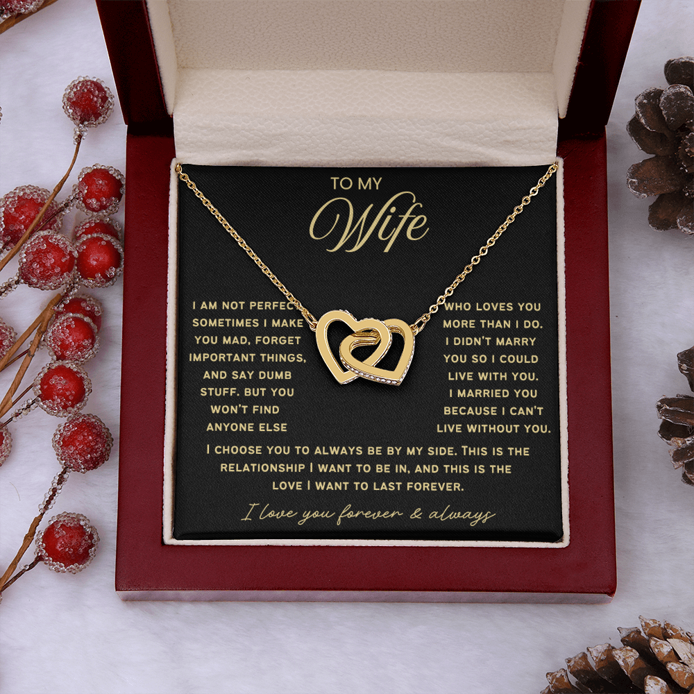 To My Wife - Linked Hearts Necklace - This Is The Love I Want To Last Forever  Message Card Gift