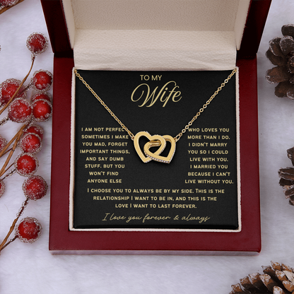 To My Wife - Linked Hearts Necklace - This Is The Love I Want To Last Forever  Message Card Gift