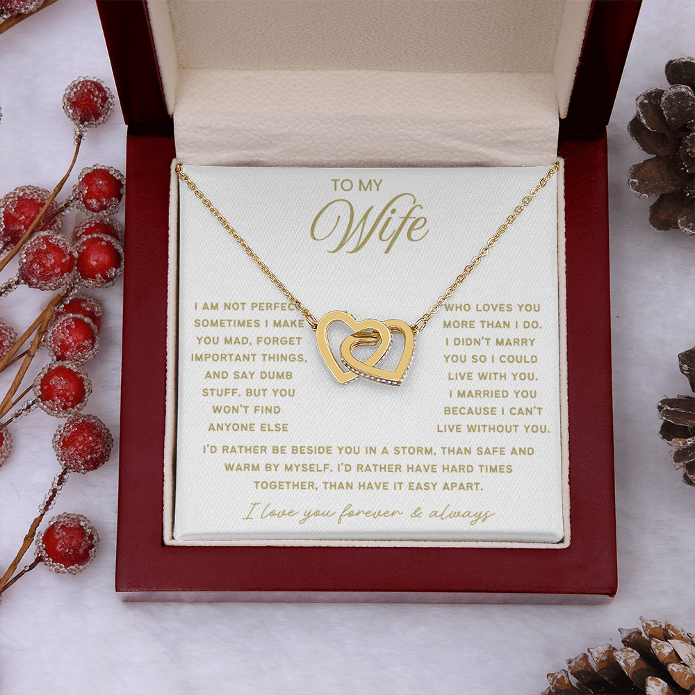To My Wife - Linked Hearts Necklace - Rather Be Beside You Valentine's Day Gift