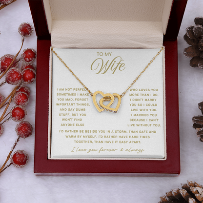 To My Wife - Linked Hearts Necklace - Rather Be Beside You Valentine's Day Gift