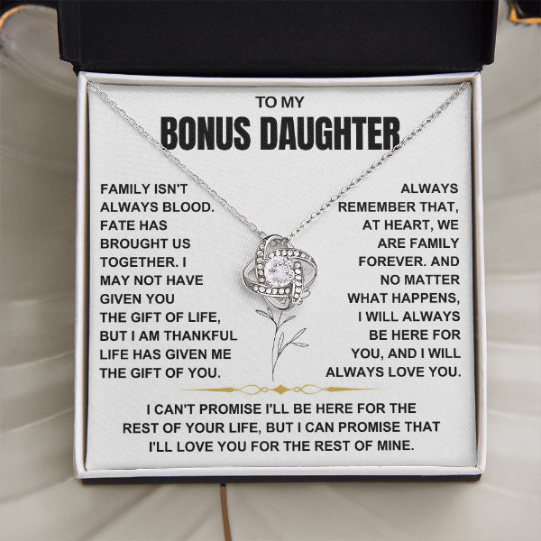 At Heart We Are Family Forever  - Necklace Gift for Bonus Daughter