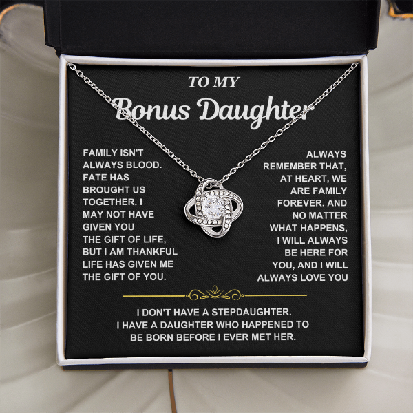 At Heart We Are Family Forever  - Necklace Gift for Bonus Daughter