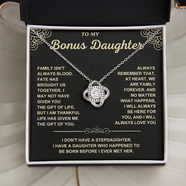 At Heart We Are Family Forever  - Necklace Gift for Bonus Daughter