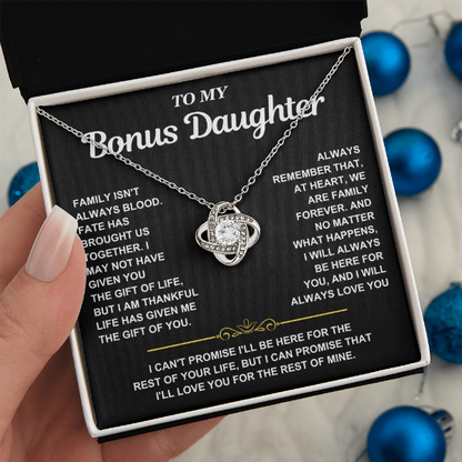 At Heart We Are Family Forever  - Necklace Gift for Bonus Daughter