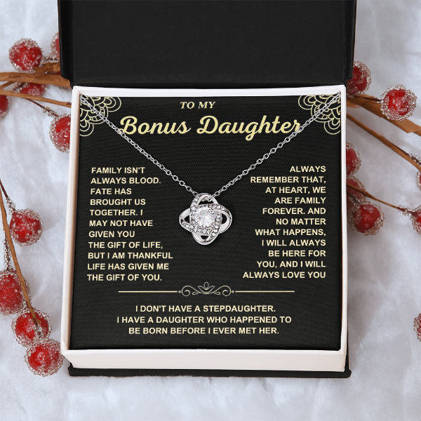 At Heart We Are Family Forever  - Necklace Gift for Bonus Daughter