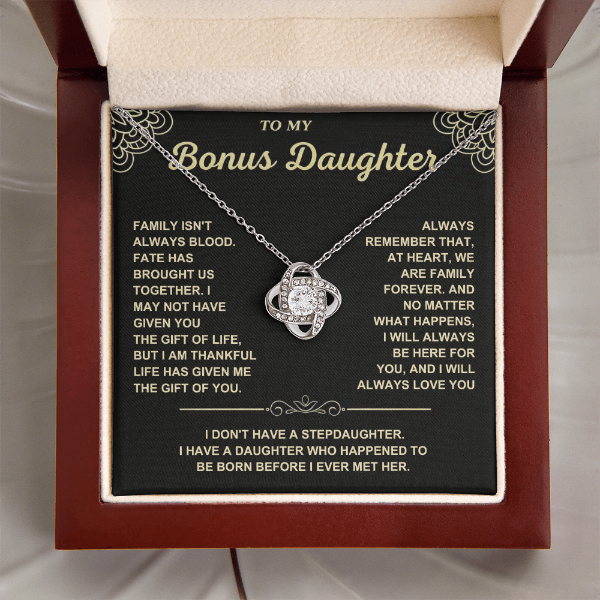 At Heart We Are Family Forever  - Necklace Gift for Bonus Daughter