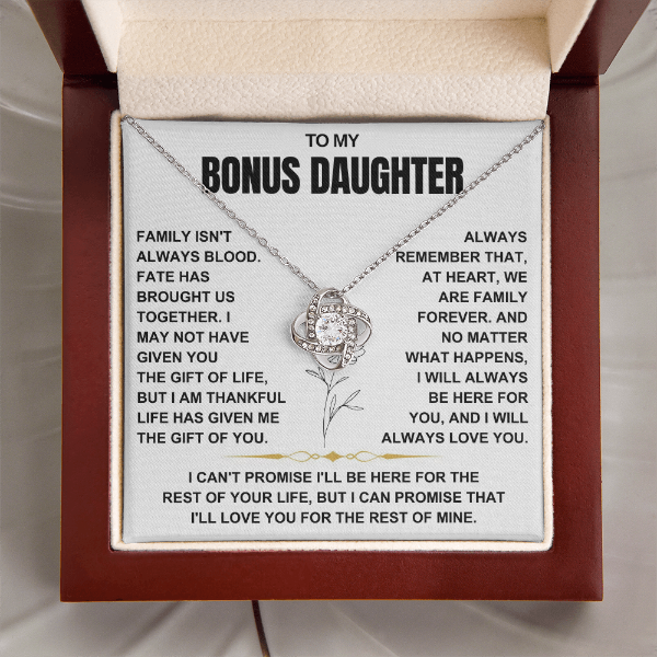 At Heart We Are Family Forever  - Necklace Gift for Bonus Daughter