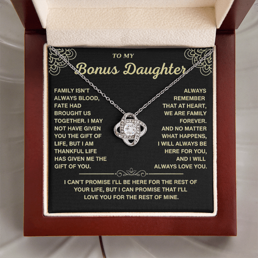 At Heart We Are Family Forever  - Necklace Gift for Bonus Daughter