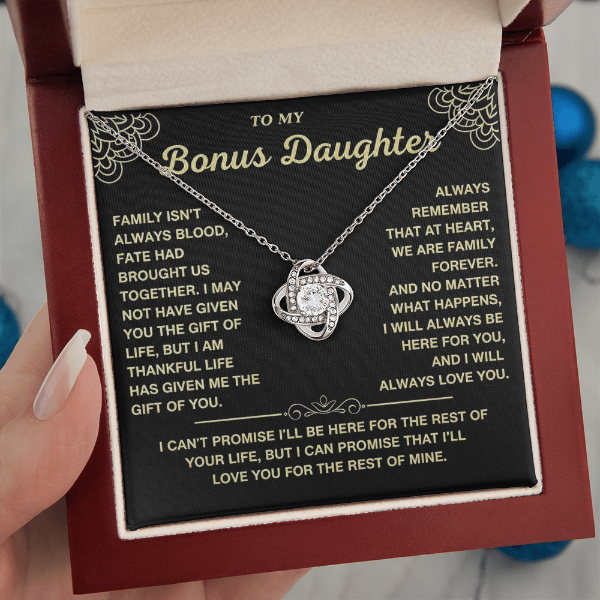 At Heart We Are Family Forever  - Necklace Gift for Bonus Daughter