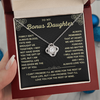 At Heart We Are Family Forever  - Necklace Gift for Bonus Daughter
