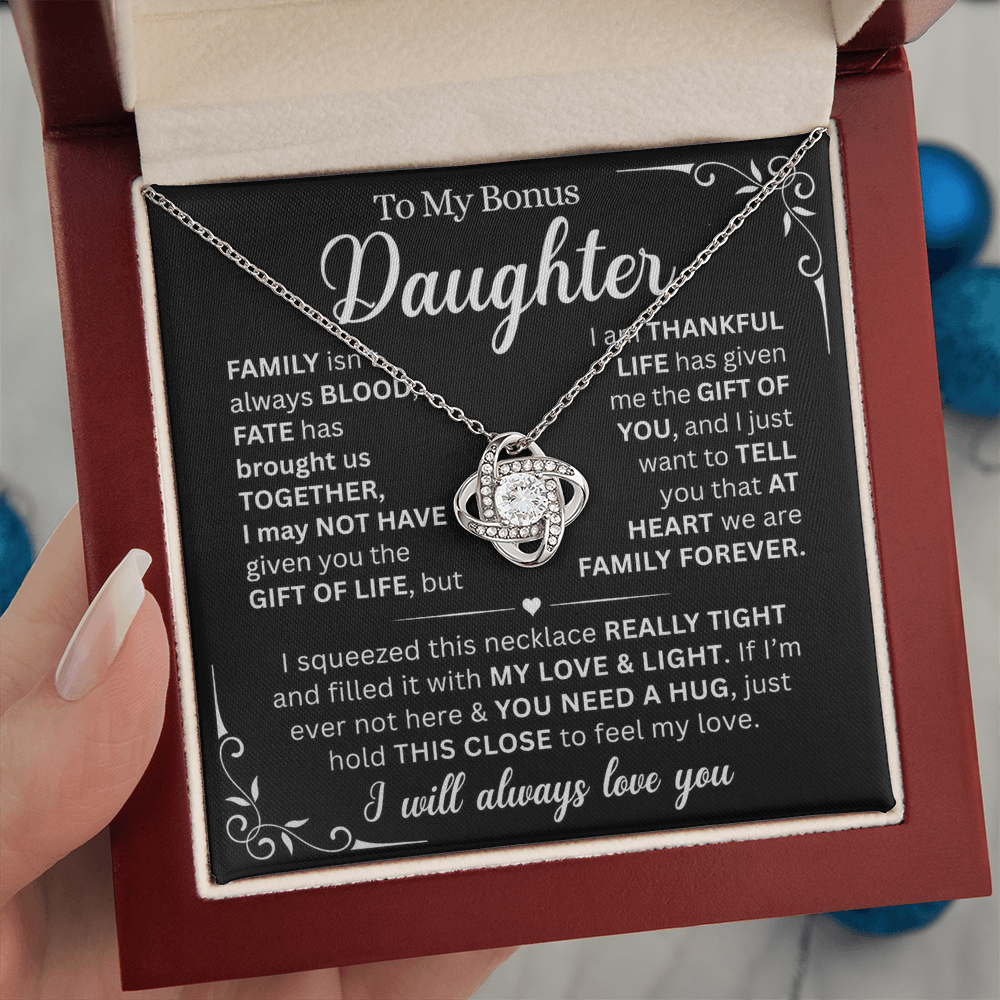 At Heart We Are Family Forever  - Necklace Gift for Bonus Daughter