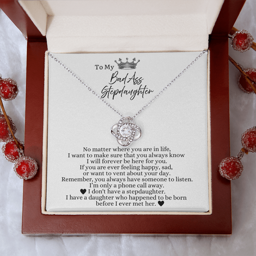 To My Badass Stepdaughter - Love Heart Necklace - Always Be Here For You Gift