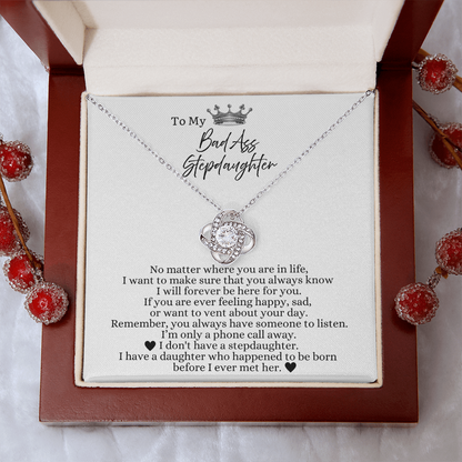 To My Badass Stepdaughter - Love Heart Necklace - Always Be Here For You Gift