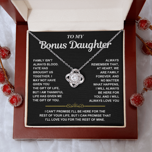 At Heart We Are Family Forever  - Necklace Gift for Bonus Daughter
