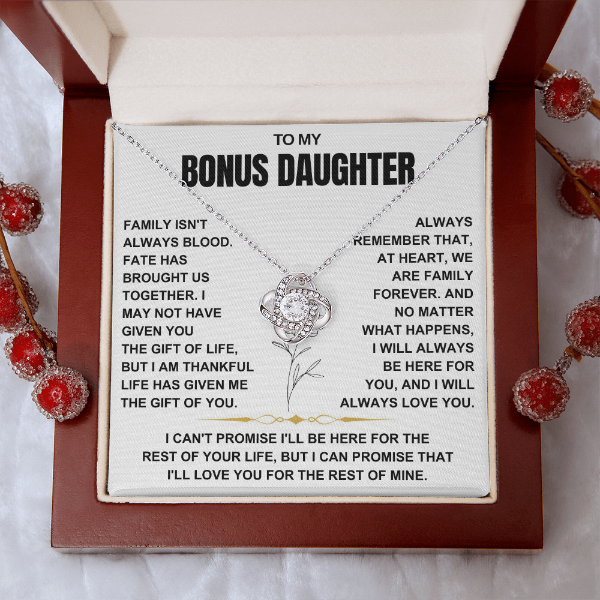 At Heart We Are Family Forever  - Necklace Gift for Bonus Daughter