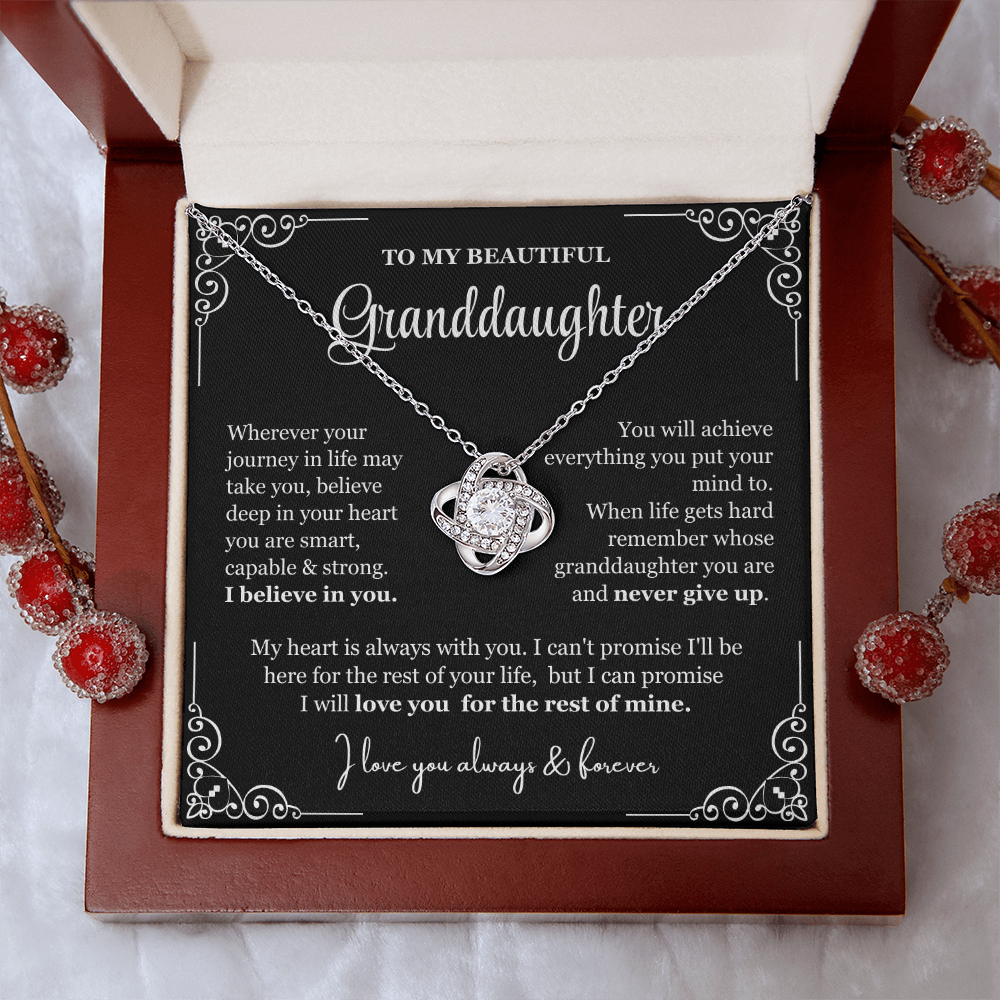 To My Granddaughter - Love Knot Necklace - Love You For The Rest Of Mine Gift Box