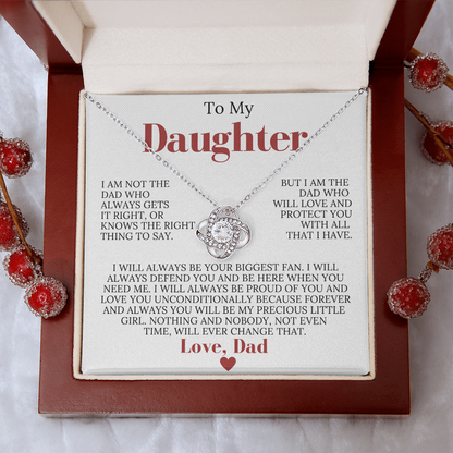 To My Daughter from Dad - Love Knot Necklace - Always My Precious Little Girl Gift
