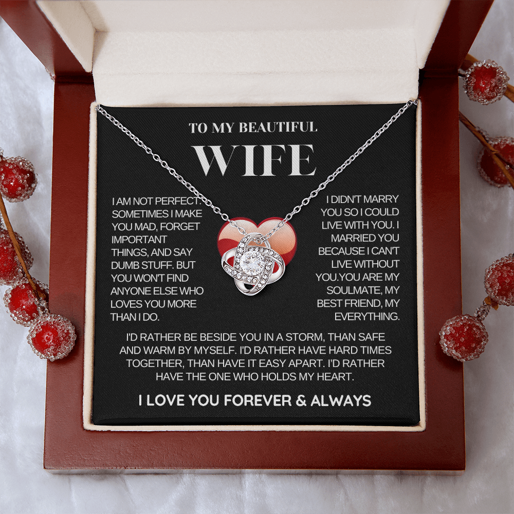 To My Wife - Love Knot Necklace - Rather Beside You Message Card Gift