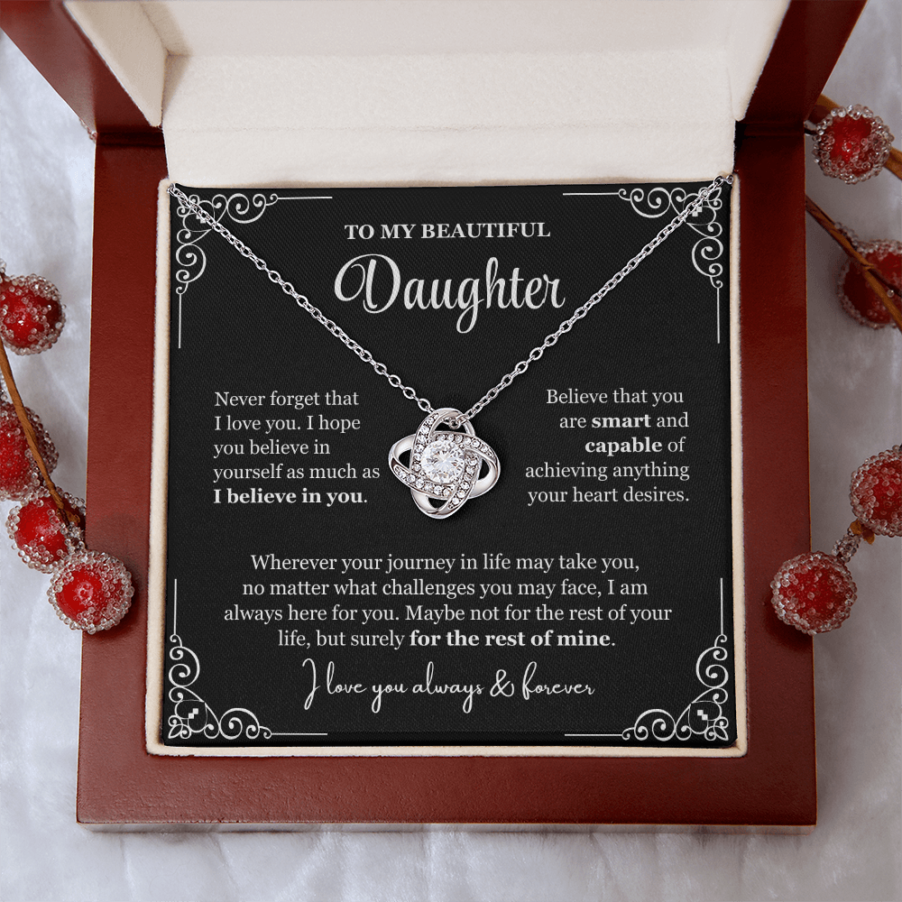 To My Daughter - Love Knot Necklace - Love You For The Rest Of Mine Gift Box