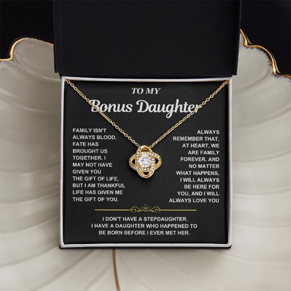 At Heart We Are Family Forever  - Necklace Gift for Bonus Daughter
