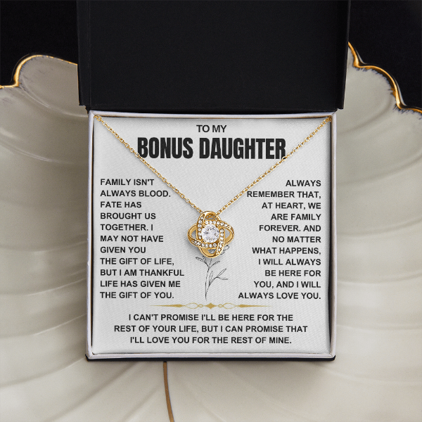 At Heart We Are Family Forever  - Necklace Gift for Bonus Daughter
