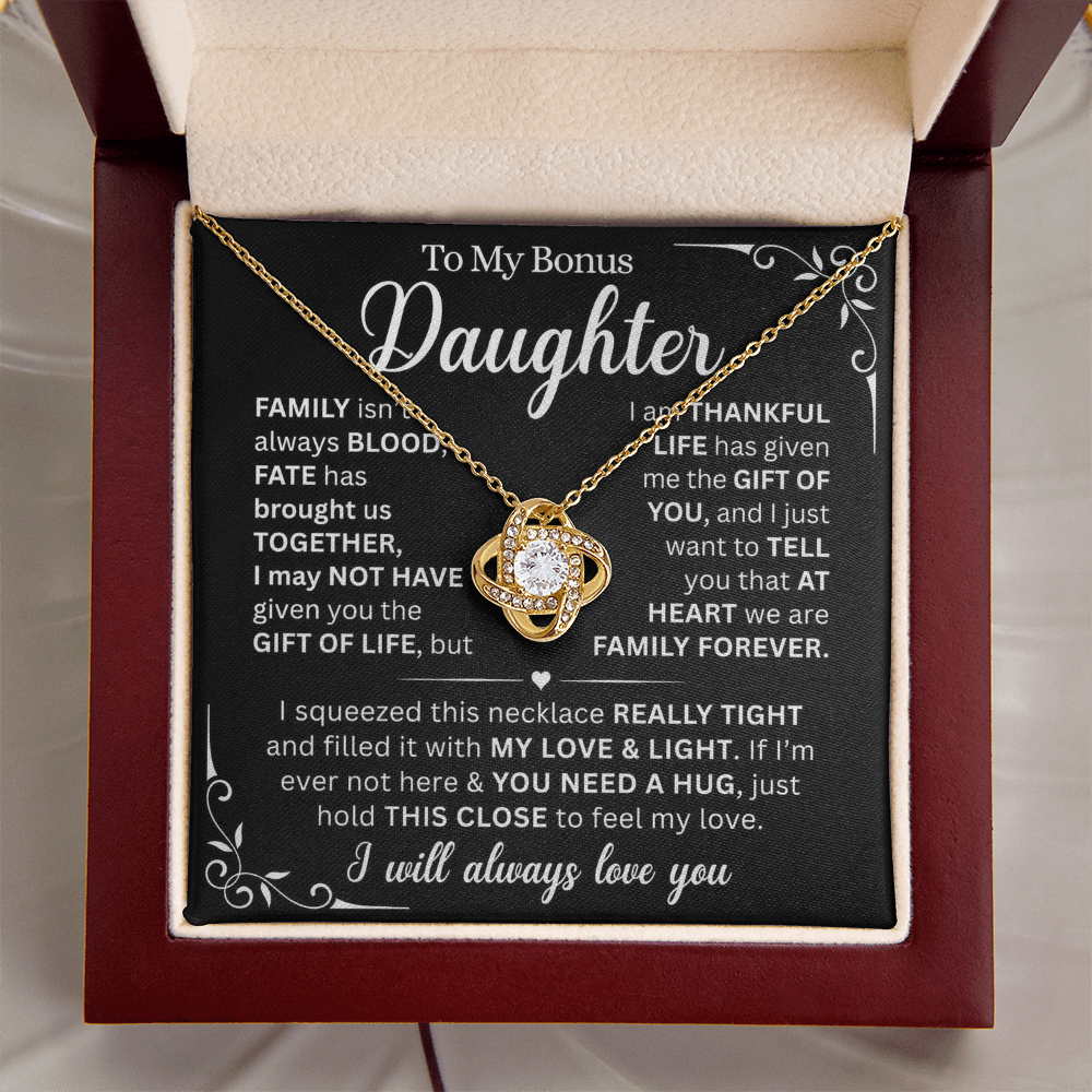 At Heart We Are Family Forever  - Necklace Gift for Bonus Daughter