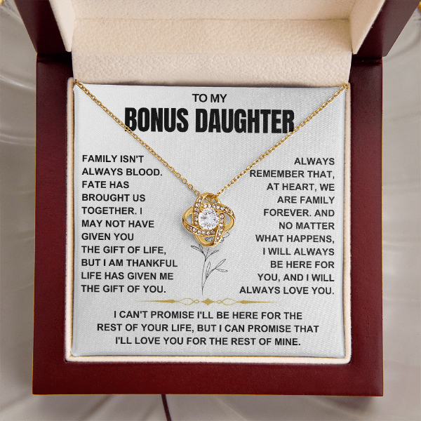 At Heart We Are Family Forever  - Necklace Gift for Bonus Daughter