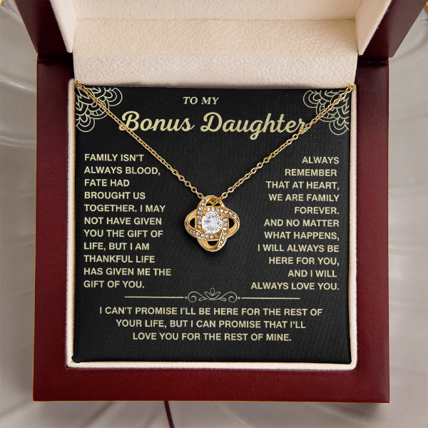 At Heart We Are Family Forever  - Necklace Gift for Bonus Daughter