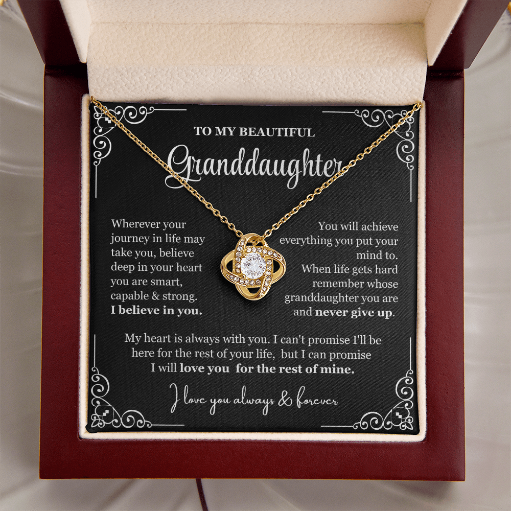 To My Granddaughter - Love Knot Necklace - Love You For The Rest Of Mine Gift Box