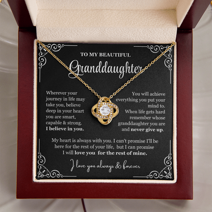 To My Granddaughter - Love Knot Necklace - Love You For The Rest Of Mine Gift Box