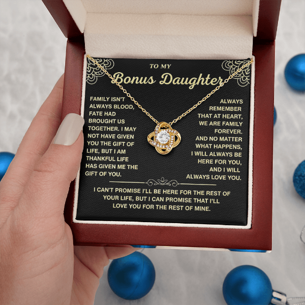 At Heart We Are Family Forever  - Necklace Gift for Bonus Daughter