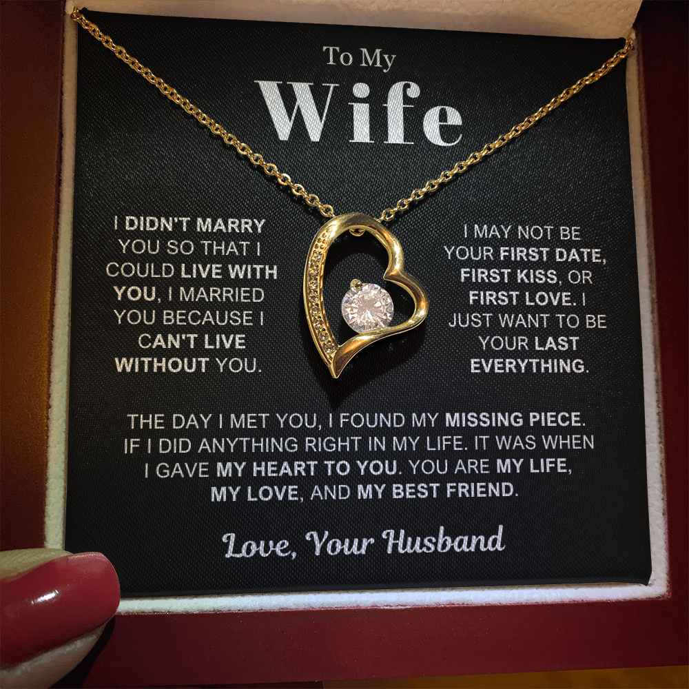 To My Wife - Love Heart Necklace - You Are My Life Valentine's Day Gift