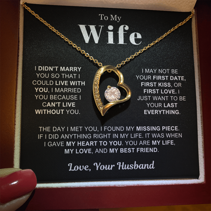 To My Wife - Love Heart Necklace - You Are My Life Valentine's Day Gift