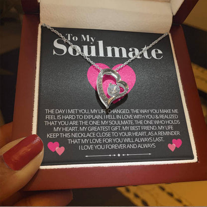 To My Soulmate - Love Heart Necklace - Love You Always Message Card Gift