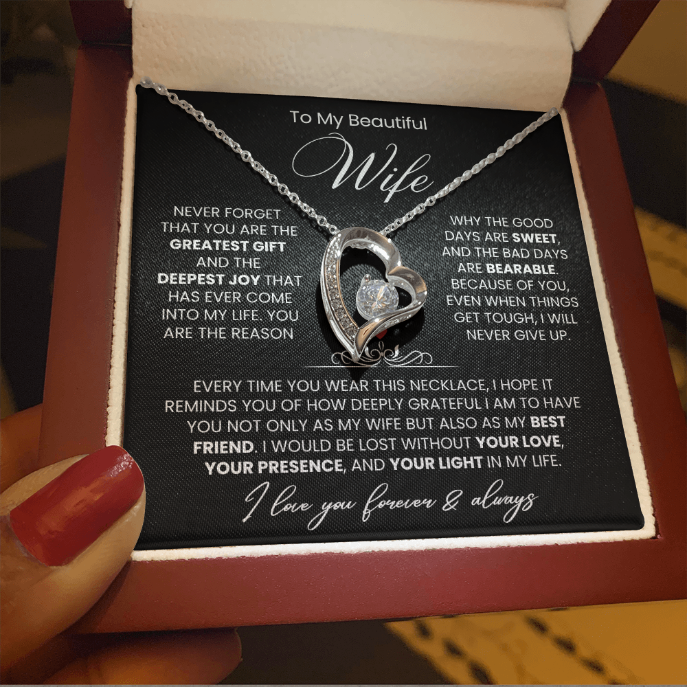 To My Wife - Love Heart Necklace - You Are the Greatest Gift from Husband