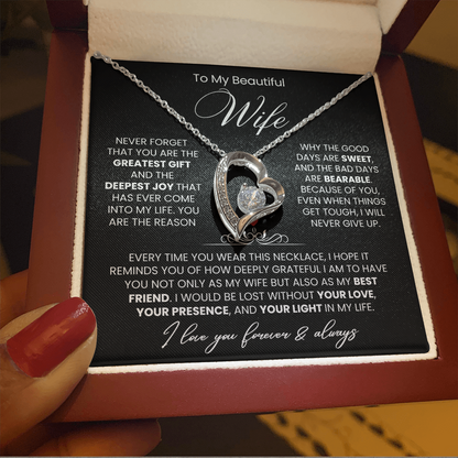 To My Wife - Love Heart Necklace - You Are the Greatest Gift from Husband