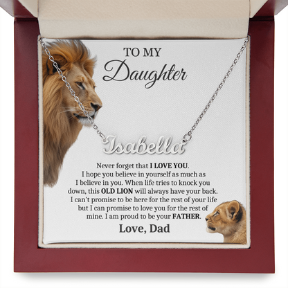 This Old Lion Will Always Have Your Back - Custom Name Necklace Gift for Daughter from Dad