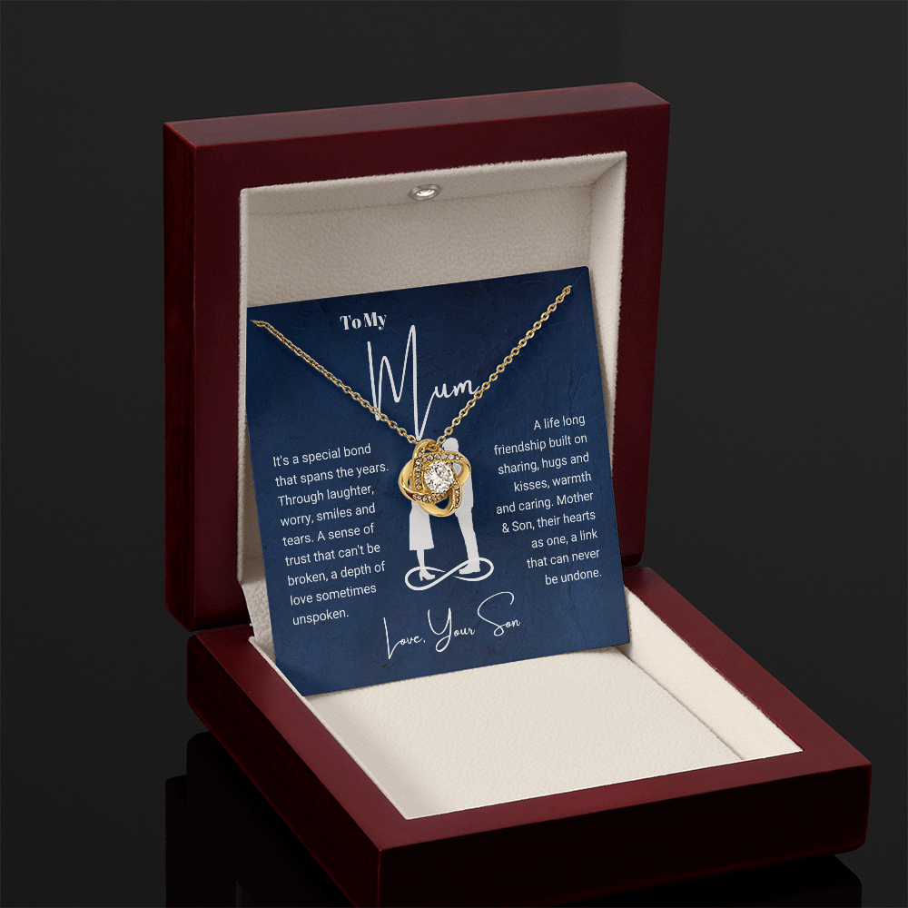 To My Mum - Love Knot Necklace - Hearts As One Message Card Gift