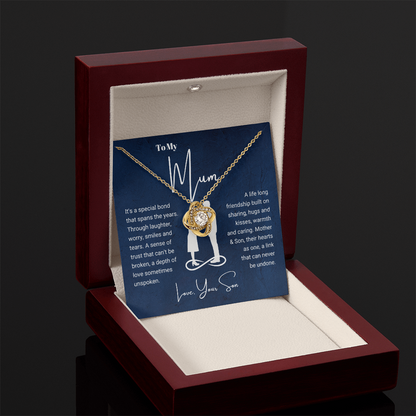 To My Mum - Love Knot Necklace - Hearts As One Message Card Gift