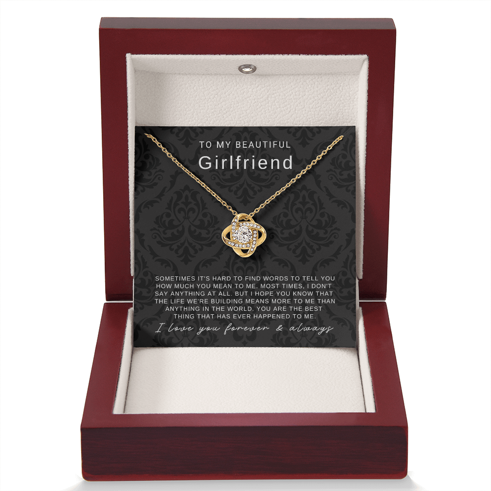 To My Girlfriend - Love Knot Necklace - You Are The Best Thing Message Card Gift
